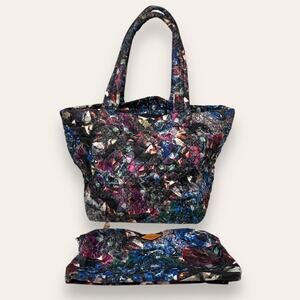 MZ Wallace Jewel Print Oxford Medium Metro Quilted Tote Bag Purple Multicolored